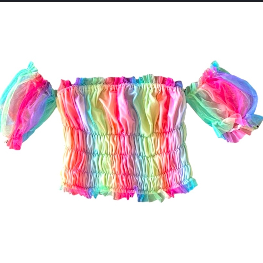 shien rainbow crop top size large